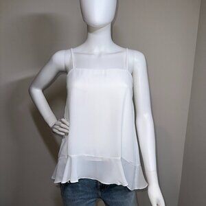 KRISA: NWT, Ruffle Cami Top, Size - XS, Color - Ivory / Powder, MSRP - $105